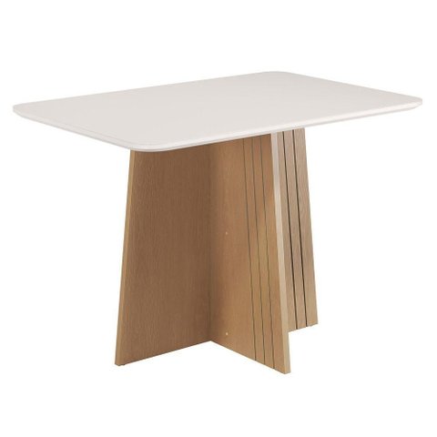 Mesa de Jantar Isa Retangular 120x90cm com Vidro – 100% Mdf, Tampo 18mm, Base com Detalhe Frizado