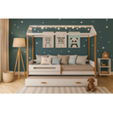Ver imagem 1 de Cama Sara com Auxiliar e Luzes em Led - Pés em Madeira