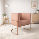 Ver imagem 1 de Poltrona Decorativa em Algodão Rosa Pés de Metal Cobre Miram - Larbelle