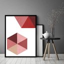 Ver imagem 2 de Quadro Decorativo Abstrato Geométrico Vermelho - 70x50cm:moldura Preta