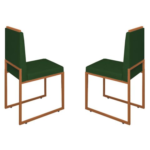 Conjunto Duas Cadeiras Sala Jantar Barcelona Base Bronze:verde