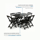 Ver imagem 6 de Conjunto Mesa Dobrável 120x70cm com 6 Cadeiras Madeira Maciça Preto