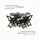 Ver imagem 5 de Conjunto Mesa Dobrável 120x70cm com 6 Cadeiras Madeira Maciça Preto