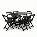 Ver imagem 2 de Conjunto Mesa Dobrável 120x70cm com 6 Cadeiras Madeira Maciça Preto
