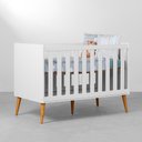 Ver imagem 2 de Kit Quarto Theo com Pés Retrô Mel - Berço + Cômoda 3 Gavetas e 1 Porta + Guarda-roupa 2 Portas + Pol