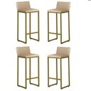 Ver imagem 1 de Kit 4 Banquetas Altas Luxo Dani com Encosto Base Dourada Cor:bege