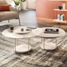 Conjunto Mesas de Centro Redonda Mdf e Vidro Allure B01 Off White - Lyam Decor - 2