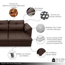 Ver imagem 3 de Sofá Retrátil Manual Sala de Estar Nolan Bipartido 339cm Conforto Premium em Couro Marrom Brilho G58