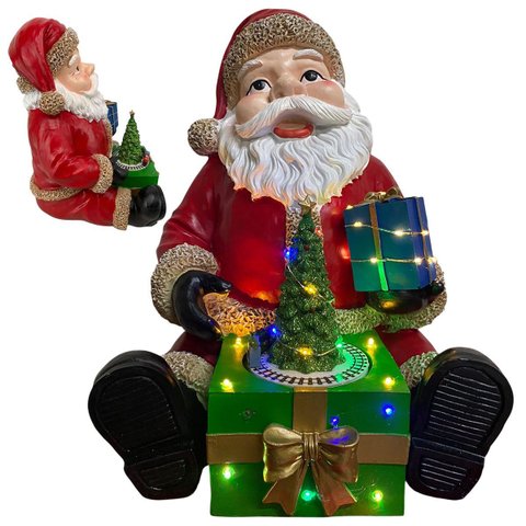 Papai Noel Natal Arvore Natalino Som Led Musica Trem Giratorio Mesa Estante Loja Recepçao Vitrine Sh