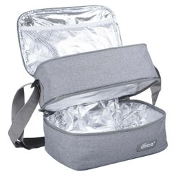 Bolsa Térmica 2 Andares Feminina Masculina Porta Marmita 403 PGB Cinza - 3