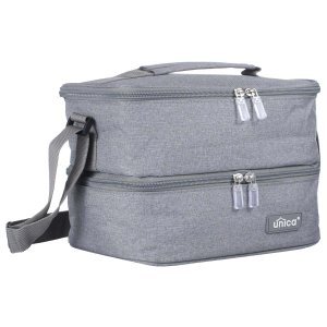 Bolsa Térmica 2 Andares Feminina Masculina Porta Marmita 403 PGB Cinza