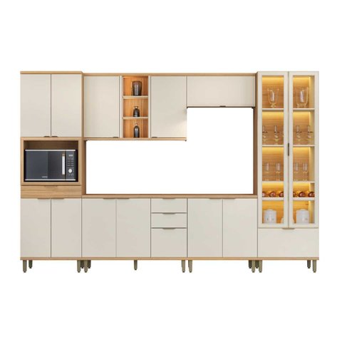 Armário Cozinha Completa Modulada Jequitibá Off White Fosco