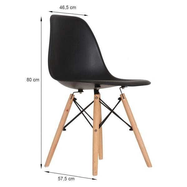 Kit 4 Cadeira Eames Eiffel Base Wood - Preto - ArtIluminação - 2
