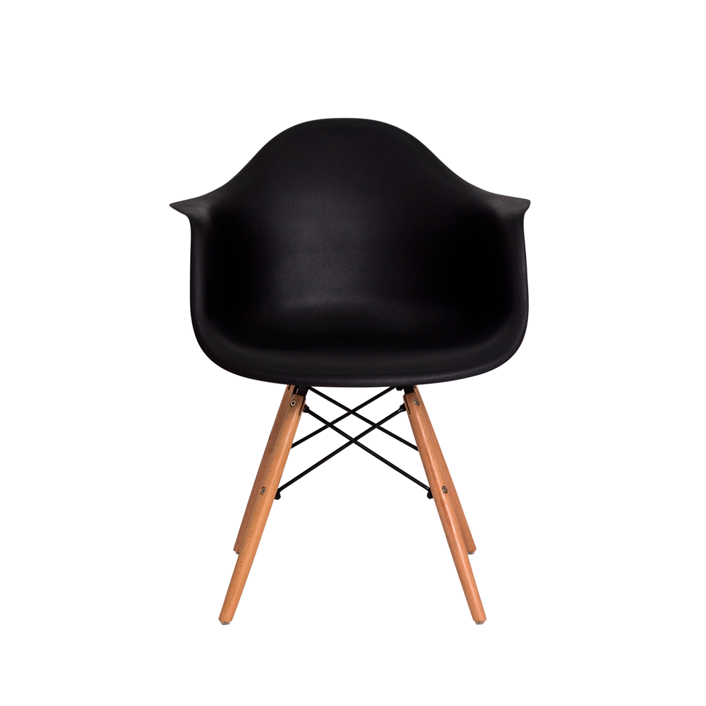 Cadeira Eames Eiffel Base Wood com Braço - Preto - ArtIluminação - 2