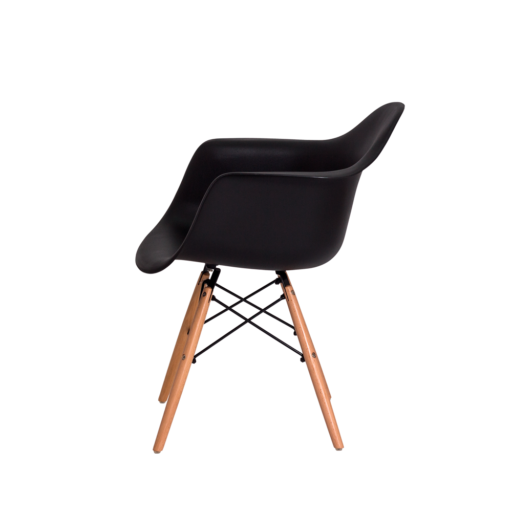 Cadeira Eames Eiffel Base Wood com Braço - Preto - ArtIluminação - 3