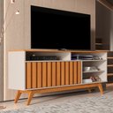 Ver imagem 1 de Rack para Tv até 60 Polegadas Hermes 2 Portas Ripado Off White/nature - Pnr Móveis