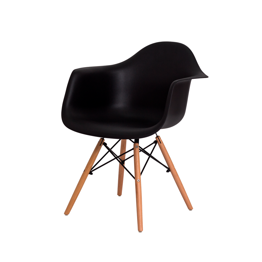 Kit 2 Cadeiras Eames Eiffel Base Wood com Braço - Preto - ArtIluminação - 2