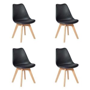 Kit 4 Cadeira Saarinen Leda Sked Lena Base Wood - Preto - ArtIluminação