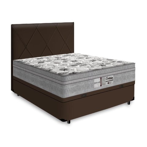 Cama Box Baú + Cabeceira Provença e Colchão Casal - Probel - Evolution - 138x188x74cm Marrom