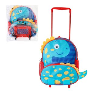 Mochila Infantil Dinossauro Cor:rodinha Azul