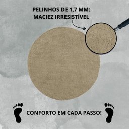 Tapete Macio Peludo 1,50m Redondo Óasis Bege Trigo - 6