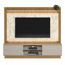 Ver imagem 2 de Estante Home 215cm Valdivia com LED Detalhe Marmorizado para Tv até 75 Nature/Off White G77 - Gran B