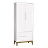 Guarda Roupa Infantil 2 Portas Classic Branco Fosco com Pés Amadeirado - Reller Móveis - 1