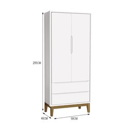 Guarda Roupa Infantil 2 Portas Classic Branco Fosco com Pés Amadeirado - Reller Móveis - 4