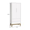 Guarda Roupa Infantil 2 Portas Classic Branco Fosco com Pés Amadeirado - Reller Móveis - 4