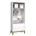 Ver imagem 3 de Guarda Roupa Infantil 2 Portas Classic Branco Fosco com Pés Amadeirado - Reller Móveis