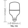 Lâmpada Bulbo High Led Tkl110 E27 20w Frio 6500k Taschibra - 2