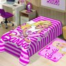 Cobertor Infantil Mattel Barbie Listras Poliéster Microfibra Jolitex 1,50mx2,00m - 1