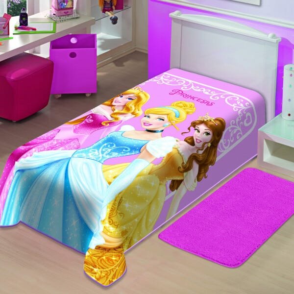 Cobertor Infantil Disney Princesas Poliéster Microfibra Jolitex 1,50mx2,00m - 1