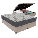 Ver imagem 1 de Cama Box Baú Bipartido Casal Bege e Colchão Airtech 100 D33 Ortobom