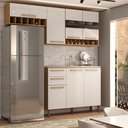 Ver imagem 1 de Cozinha Compacta Nottes 7 Portas 2 Gavetas 100% Mdf com Vidro Amêndoa/off White - Panorama Móveis