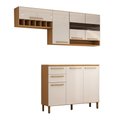 Ver imagem 3 de Cozinha Compacta Nottes 7 Portas 2 Gavetas 100% Mdf com Vidro Amêndoa/off White - Panorama Móveis