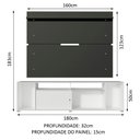 Ver imagem 3 de Rack Madesa Cancun e Painel para TV até 65 Polegadas Branco/Preto 098N Cor:Branco/Preto