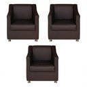 Ver imagem 1 de Kit 3 Poltronas Sofia Decorativa para Recepção Marrom Corino