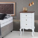 Ver imagem 5 de Mesa de Cabeceira Decorativa Zahra 3 Gavetas Branco/Imbuía - Gran Belo
