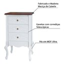 Ver imagem 3 de Mesa de Cabeceira Decorativa Zahra 3 Gavetas Branco/Imbuía - Gran Belo