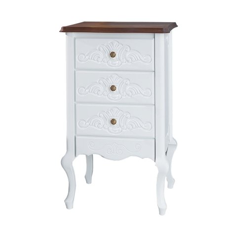Mesa de Cabeceira Decorativa Zahra 3 Gavetas Branco/Imbuía - Gran Belo