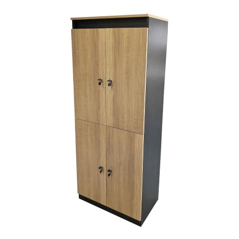 Armário Locker 4 Portas com Chave para Vestiário 60x160cm ME4204 Amêndoa/Preto Tecnomobili