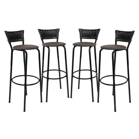 Kit 4 Cadeiras Alta 80cm para Balcão Ilha Bancada Área Gourmet Bar Piscina Banqueta Itagold