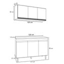 Ver imagem 2 de Armário e Balcão Gabinete para Pia 120cm com Tampo 3 Portas Manu Branco - Ajl Móveis