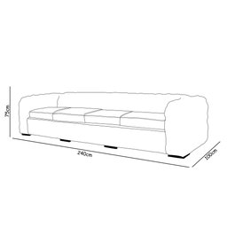 Sofá Decorativo Sala de Estar 4 Lugares 240cm Duquesa Couro Conhaque - Mozzelar - 2