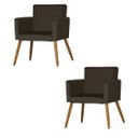 Ver imagem 1 de Kit 2 Poltrona Cadeira Decorativa Nina Suede Marrom para Escritório Sala de Estar Recepção Quarto Pé