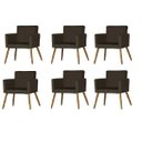 Ver imagem 1 de Kit 6 Poltrona Cadeira Decorativa Beatriz Suede Marrom para Escritório Sala de Estar Recepção Quarto