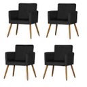 Ver imagem 1 de Kit 4 Poltrona Cadeira Decorativa Beatriz Suede Preto para Escritório Sala de Estar Recepção Quarto