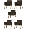 Ver imagem 1 de Kit 5 Poltrona Cadeira Decorativa Nina Suede Marrom para Escritório Sala de Estar Recepção Quarto Pé