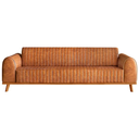 Ver imagem 2 de Sofá Living Átila Couro Ecológico Caramelo, 2,50 Metros, Design Retrô.